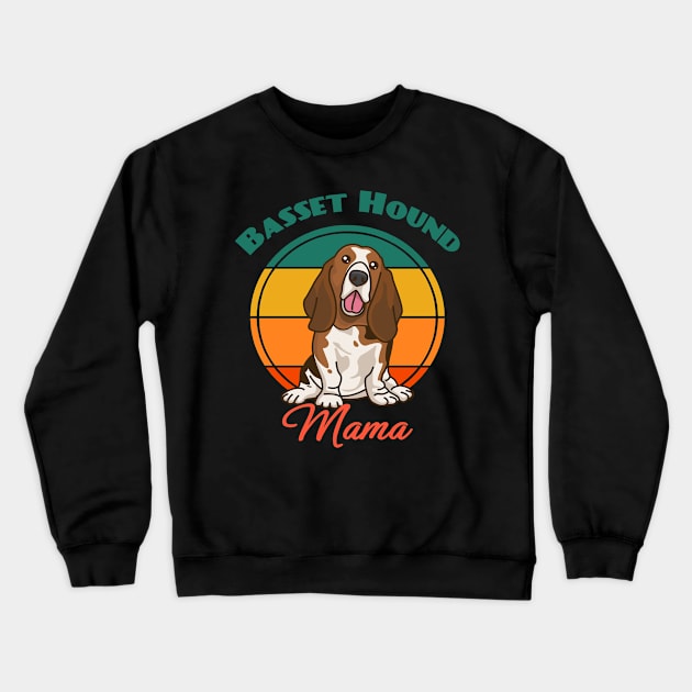 Basset Hound Mom Mama Dog puppy Lover Cute Sunser Retro Crewneck Sweatshirt by Meteor77